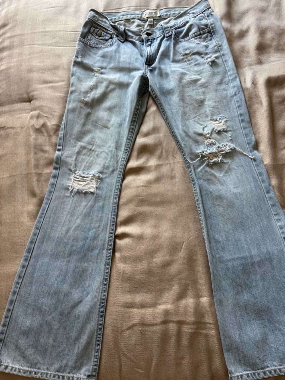 Vintage Abercrombie & Fitch Light Blue Distressed Flare Jeans